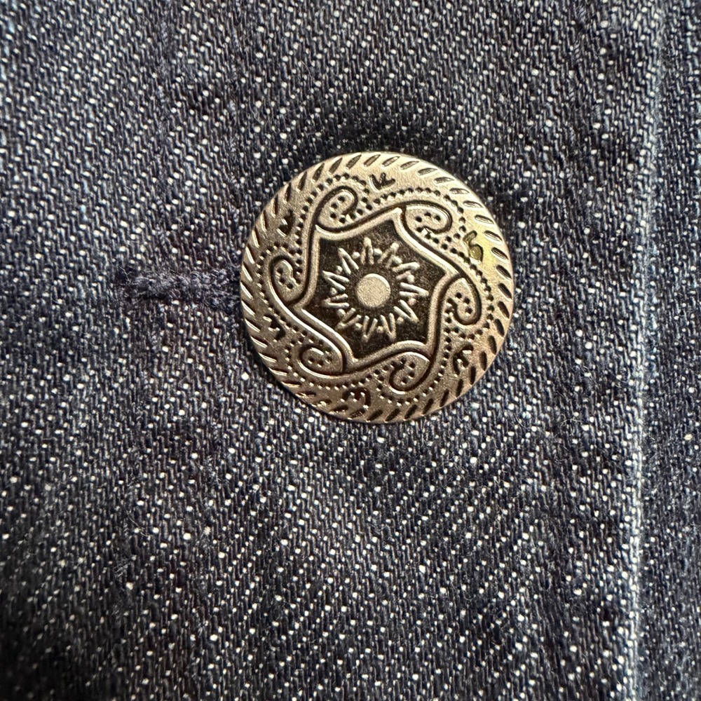 Chicos Platinum Rhinestone Corvello Vest‎ Dark Wash Denim 1 M Festival Statement - Picture 7 of 10